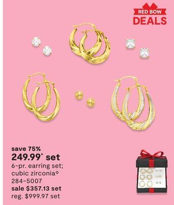 JC Penney 6-pr. earring set cubic zirconia◊ offer