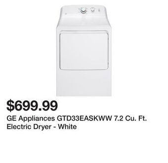 Kmart Ge appliances gtd33easkww 7.2 cu. ft. electric dryer - white offer