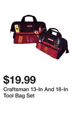 Kmart Craftsman 13-in and 18-in tool bag set offer
