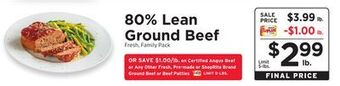 ShopRite 80% lean ground beef offer