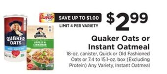 ShopRite Oats or instant oatmeal offer