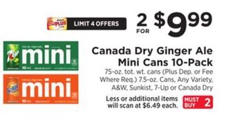 ShopRite Ginger ale mini cans 10-pack offer