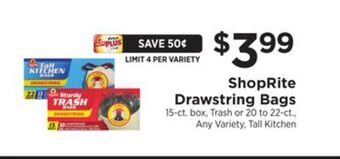 ShopRite Drawstring bags offer