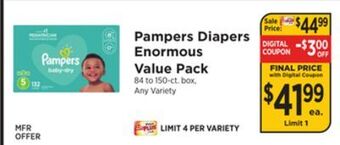 ShopRite Diapers enormous value pack offer