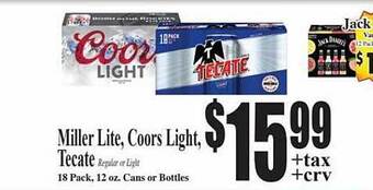 Baja Ranch Miller lite, coors light, tecate offer
