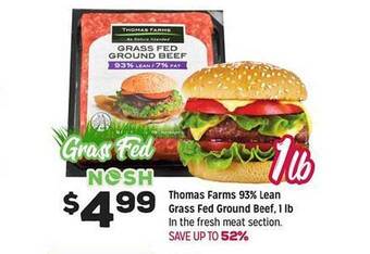 Grocery Outlet Thomas farms 93% lean grass fed ground beef offer