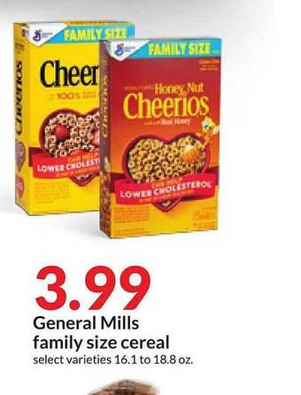 Hy-Vee General mills family size cereal offer