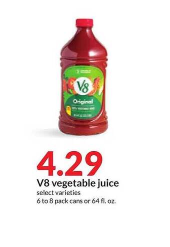 Hy-Vee V8 vegetable juice offer