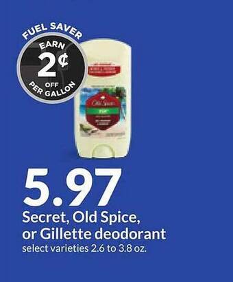 Hy-Vee Secret, old spice or gillette deodorant offer