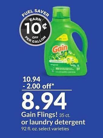 Hy-Vee Gain flings! or laundry detergent offer
