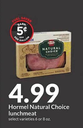 Hy-Vee Hormel natural choice lunchmeat offer