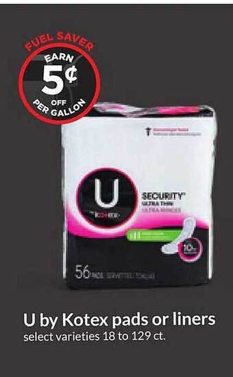 Hy-Vee U by kotex pads or liners offer