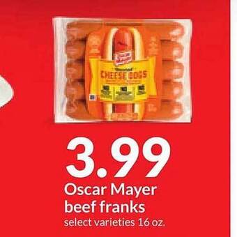 Hy-Vee Oscar mayer beef franks offer