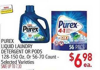 Ingles Markets Purex liquid laundry detergent or pods offer