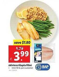 Lidl Skinless tilapia fillet offer