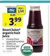 Lidl Smart juice organic fruit juice offer