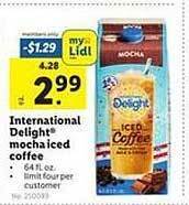 Lidl International delight mocha iced coffee offer