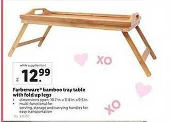 Lidl Farberware bamboo tray table with fold up legs offer