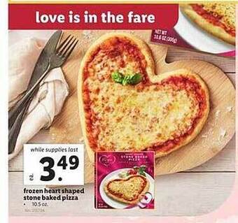 Lidl Frozen heart shaped stone baked pizza offer