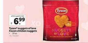 Lidl Tyson nuggets of love frozen chicken nuggets offer