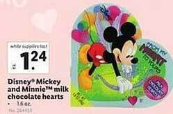 Lidl Disney mickey and minnie milk chocolate hearts offer