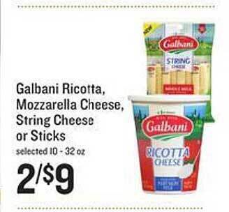 Lowes Foods Galbani ricotta, mozzarella cheese, string cheese or sticks offer