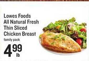 Lowes Foods Lowes foods all natural fresh thin sliced chicken breast offer