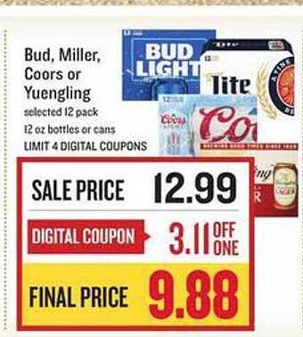 Lowes Foods Bud, miller, coors or yuengling offer