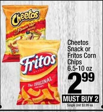 Super King Markets Cheetos snack or fritos corn chips offer