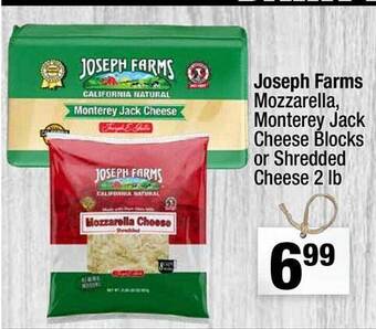 Super King Markets Joseph farms mozzarella, monterey jack cheese blocks or shredded cheese offer
