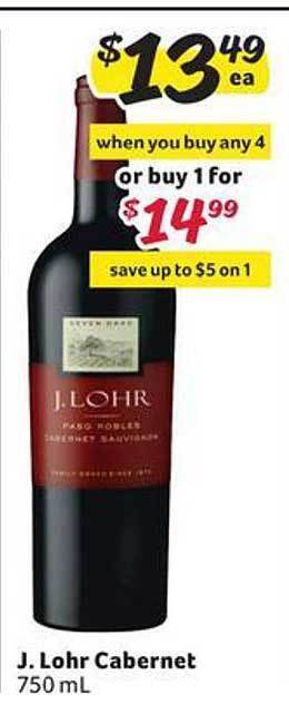 Winn Dixie J lohr cabernet offer