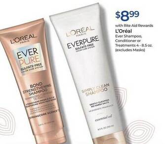 Rite Aid L'oréal ever shampoo, conditioner or treatments offer