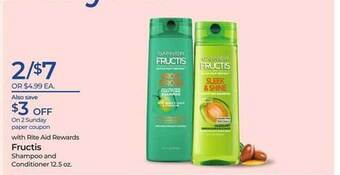Rite Aid Fructis shampoo and conditioner offer
