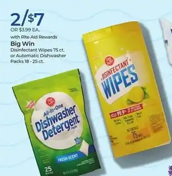 Rite Aid Big win disinfectant wipes or automatic dishwasher offer