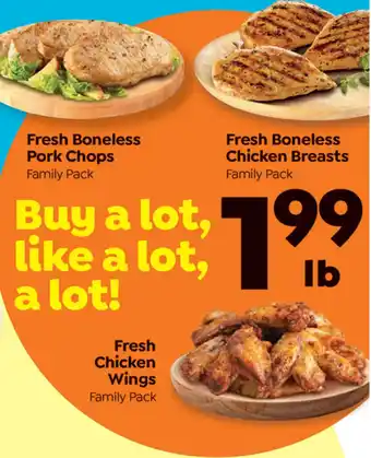 Save a Lot Fresh Boneless Pork Chops, Fresh Boneless Chicken Breasts, Fresh Chicken Wings offer