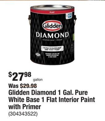 The Home Depot Glidden diamond 1 gal. pure white base 1 flat interior paint with primer offer