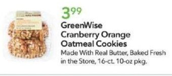 Publix GreenWise Cranberry Orange Oatmeal Cookies offer