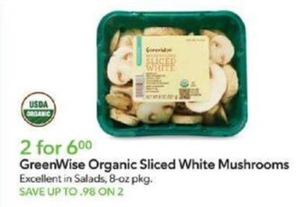 Publix GreenWise Organic Sliced White Mushrooms offer