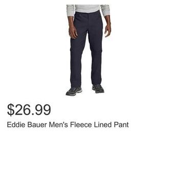 Costco Eddie bauer men's fleece lined pant offer