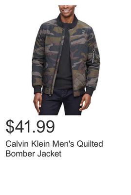Costco Calvin klein men's quilted bomber jacket offer