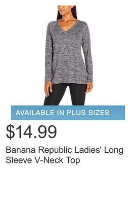 Costco Banana republic ladies' long sleeve v-neck top offer