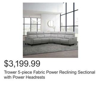Costco Trower 5-piece fabric power reclining sectional with power headrests offer