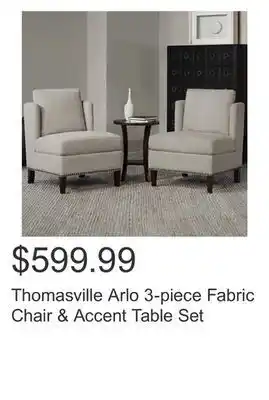 Costco Thomasville arlo 3-piece fabric chair & accent table set offer