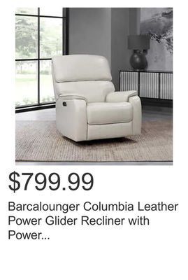 Costco Barcalounger columbia leather power glider recliner with power headrest offer