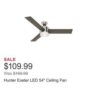 Costco Hunter exeter led 54" ceiling fan offer