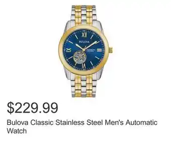 Costco Bulova classic stainless steel men's automatic watch offer