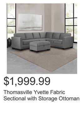 Costco Thomasville yvette fabric sectional with storage ottoman offer