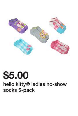 Five Below Hello kitty® ladies no-show socks 5-pack offer
