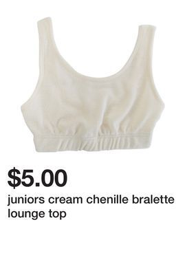 Five Below Juniors cream chenille bralette lounge top offer
