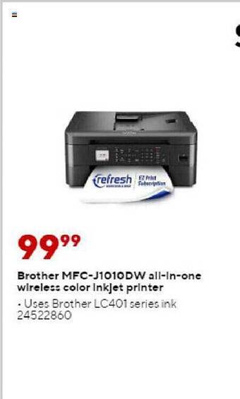 Staples Brother mfc-j1010dw all-in-one wireless color inkjet printer offer